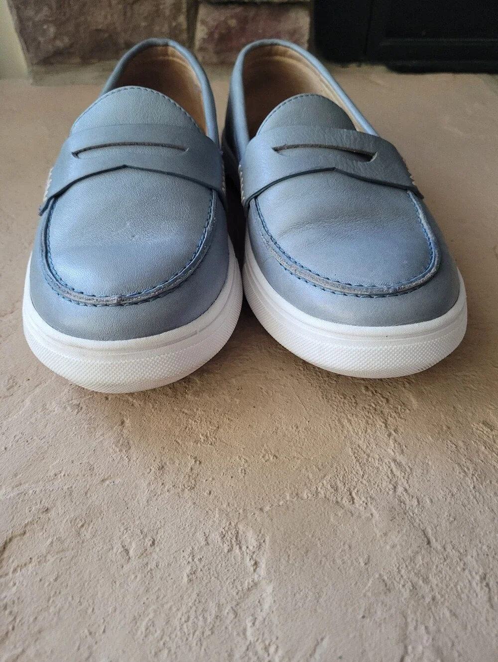 Patina Portland Leather Boardwalk Blue Penny Loafers USA Size 7.5